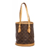 Louis Vuitton Monogram Canvas Leather Petit Bucket PM Bag