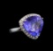 GIA Cert 16.55 ctw Tanzanite and Diamond Ring - 14KT White Gold