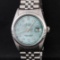 Rolex Mens Stainless Steel Ice Blue Diamond Quickset 16234 DateJust Wristwatch