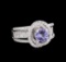 1.10 ctw Tanzanite and Diamond Ring - 14KT White Gold