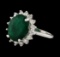 5.55 ctw Emerald and Diamond Ring - 14KT White Gold