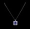 GIA Cert 16.70 ctw Tanzanite, Sapphire and Diamond Pendant With Chain - 14KT Whi