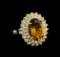 4.75 ctw Citrine and Diamond Ring - 14KT Yellow Gold