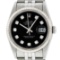 Rolex Mens SS Black Diamond Datejust Quickset Sapphire Wristwatch