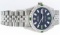 Rolex Mens SS Black Baguette Diamond And Emerald Datejust Wristwatch