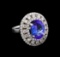 5.12 ctw Tanzanite and Diamond Ring - 14KT White Gold