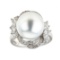 14.11 ctw South Sea Pearl and Diamond Ring - 18KT White Gold