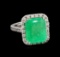 GIA Cert 10.54 ctw Emerald and Diamond Ring - 14KT White Gold
