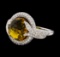 8.40 ctw Yellow Topaz and Diamond Ring - 14KT White Gold