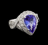 14KT White Gold 3.10 ctw Tanzanite and Diamond Ring