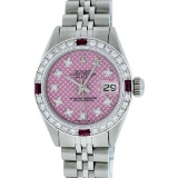 Rolex Stainless Steel VVS Diamond and Ruby DateJust Ladies Watch