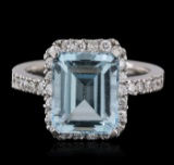 14KT White Gold 5.46 ctw Topaz and Diamond Ring