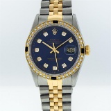 Rolex 18K Two-Tone 1.00 ctw Diamond and Sapphire DateJust Men's Watch