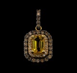 0.66 ctw Citrine and Diamond Pendant - 14KT Rose Gold