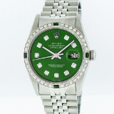 Rolex Stainless Steel Green Diamond and Emerald DateJust Men's Watch