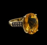 8.17 ctw Citrine and Diamond Ring - 14KT Yellow Gold