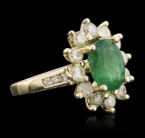 14KT Yellow Gold 2.79 ctw Emerald and Diamond Ring