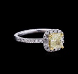 1.37 ctw Fancy Light Yellow Diamond Ring - 14KT Two-Tone Gold