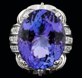 14KT White Gold 30.15 ctw Tanzanite and Diamond Ring