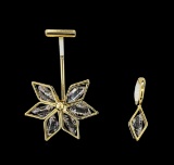 Snow Flake Crystal Earrings - Gold Plated