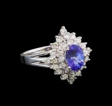 14KT White Gold 1.28 ctw Tanzanite and Diamond Ring