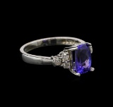 1.74 ctw Tanzanite and Diamond Ring - 14KT White Gold