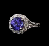 33.9 ctw Tanzanite and Diamond Ring - 14KT White Gold