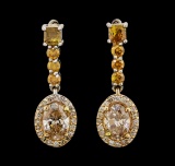 2.04 ctw Diamond Earrings - 14KT Rose and White Gold