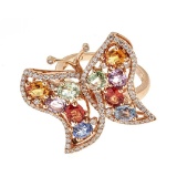 3.93 ctw Multi-color Gemstone Ring - 18KT Rose Gold