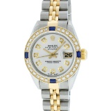 Rolex Two-Tone Diamond and Sapphire DateJust Ladies Watch