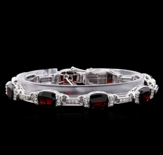 Crayola 27.00 ctw Garnet and White Sapphire Bracelet - .925 Silver