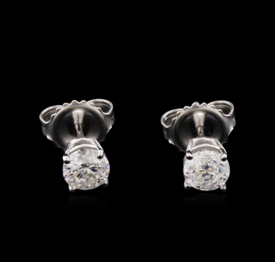 0.86 ctw Diamond Solitaire Earrings - 14KT White Gold