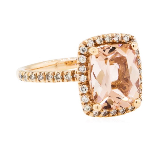 3.06 ctw Morganite and Diamond Ring - 14KT Rose Gold