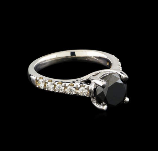 3.09 ctw Black Diamond Ring - 14KT White Gold