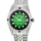 Rolex Mens Stainless Steel Green Vignette Diamond And Emerald Datejust Wristwatc