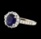 1.29 ctw Sapphire and Diamond Ring - 18KT White Gold