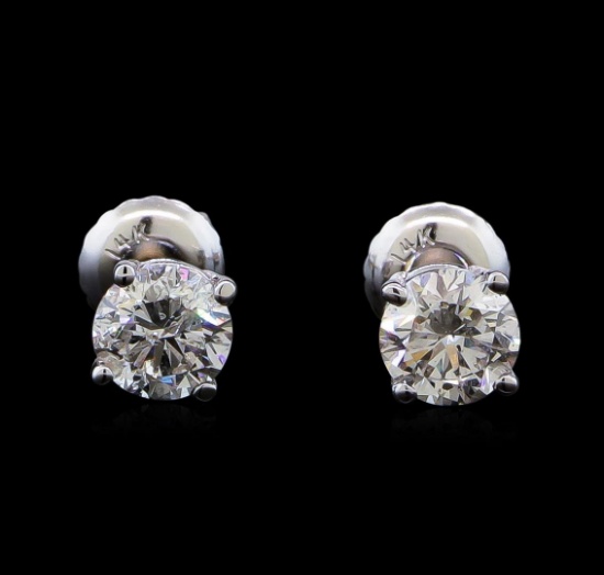 1.03 ctw Diamond Stud Earrings - 14KT White Gold