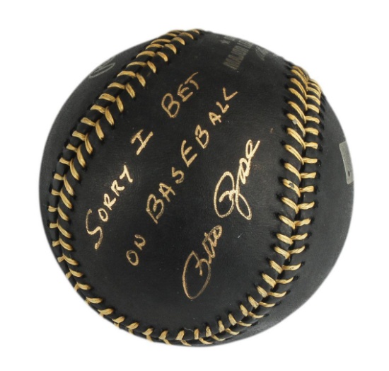 Autographed Pete Rose "I'm Sorry" Black Baseball