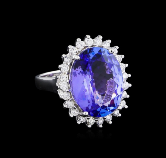 8.58 ctw Tanzanite and Diamond Ring - 14KT White Gold