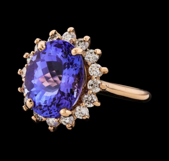 7.19 ctw Tanzanite and Diamond Ring - 14KT Rose Gold