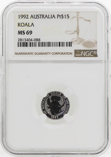 1992 Australia $15 Platinum Koala Coin NGC MS69