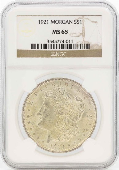 1921 $1 Morgan Silver Dollar Coin NGC MS65