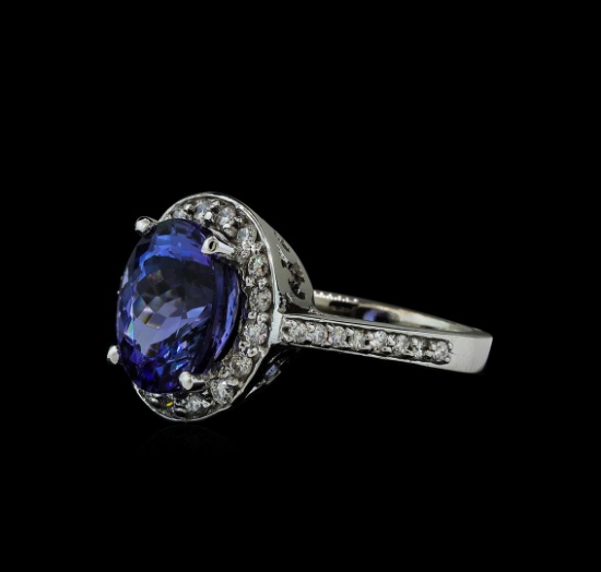 5.03 ctw Tanzanite and Diamond Ring - 14KT White Gold