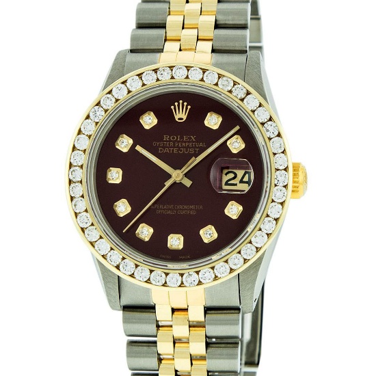 Rolex Two Tone 3.00 ctw Diamond DateJust Men's Watch