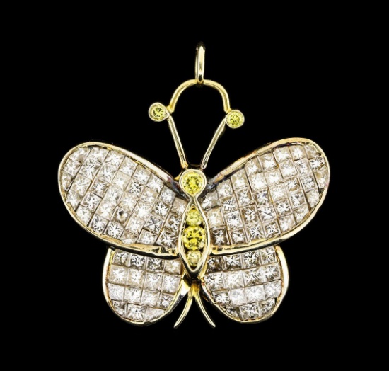 7.00 ctw Diamond Butterfly Pendant - 18KT Yellow Gold