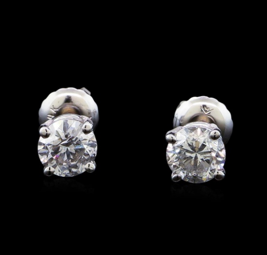 1.20 ctw Diamond Stud Earrings - 14KT White Gold