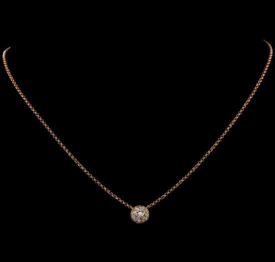 0.88 ctw Diamond Necklace - 18KT Rose Gold