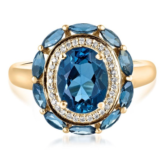 3.15 ctw Topaz and Diamond Ring - 10KT Yellow Gold