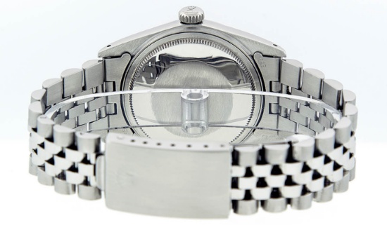 Rolex Mens Stainless Steel Black Index DateJust Men's Datejust Wristwatch
