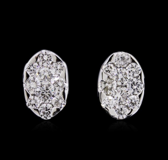 0.90 ctw Diamond Earrings - 14KT White Gold